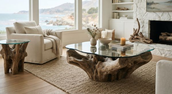 Découvrez des tables basses en bois flotté d'un chic inégalé